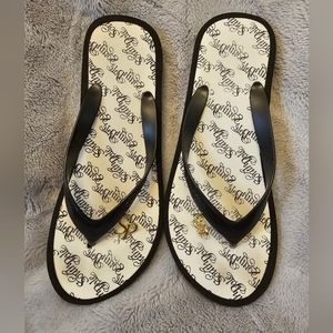 Vintage Southpole Flip Flops With Gold Charms Size Large 8/9